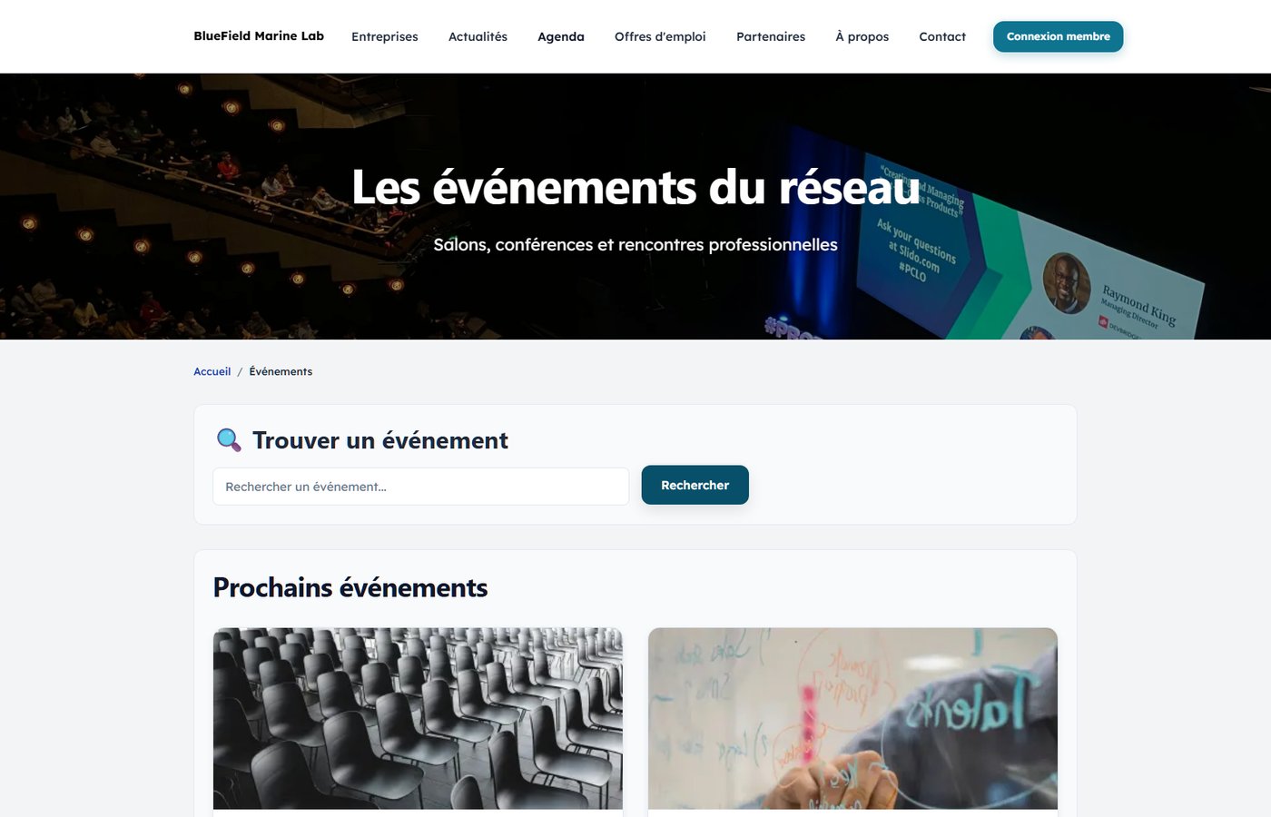 Interface du calendrier d'événements Tissely en situation