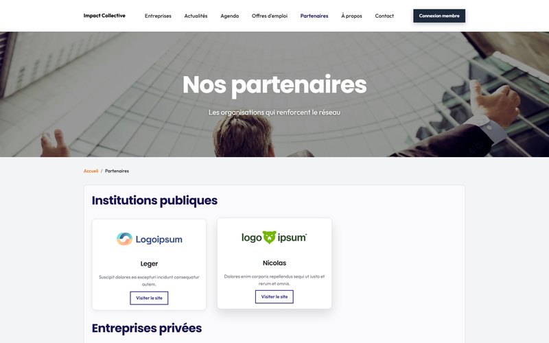 Mise en situation de la page partenaires Tissely